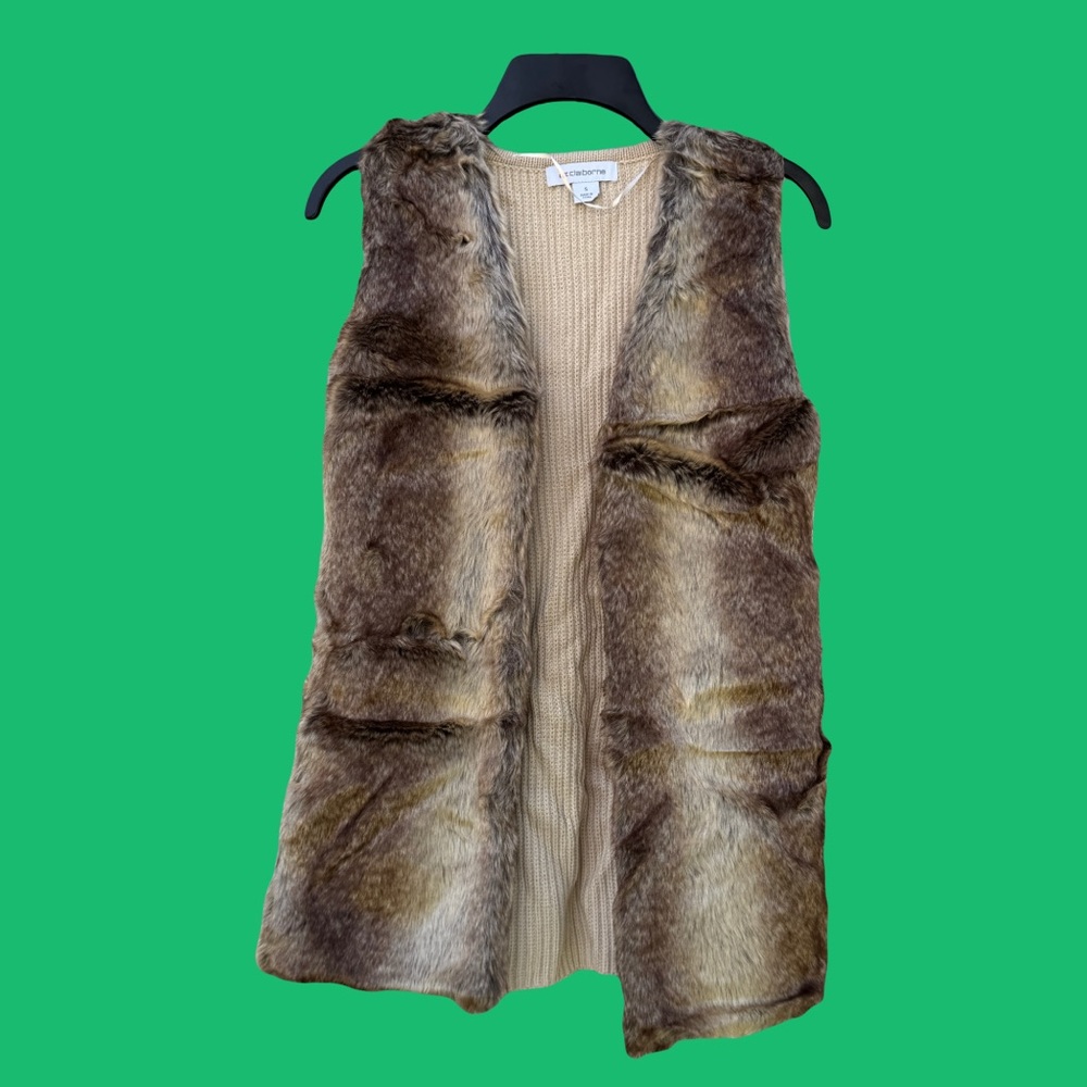 Liz Claiborne Brown Faux Fur Vest